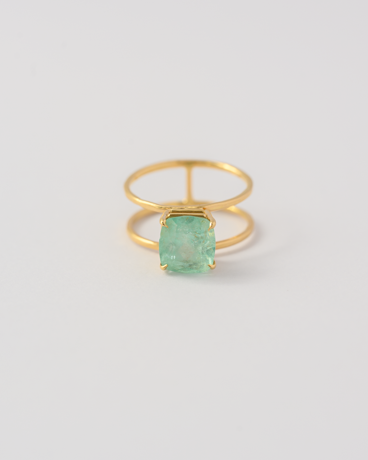 Emerald Parallel Lines Ring