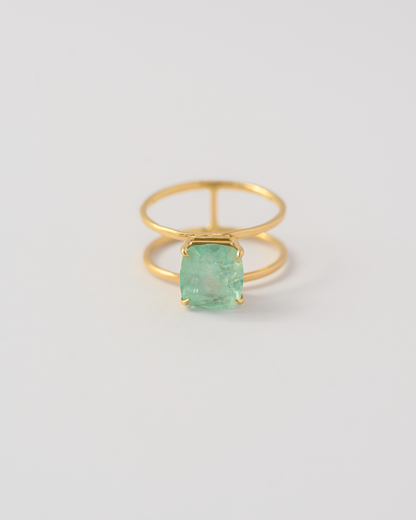 Emerald Parallel Lines Ring