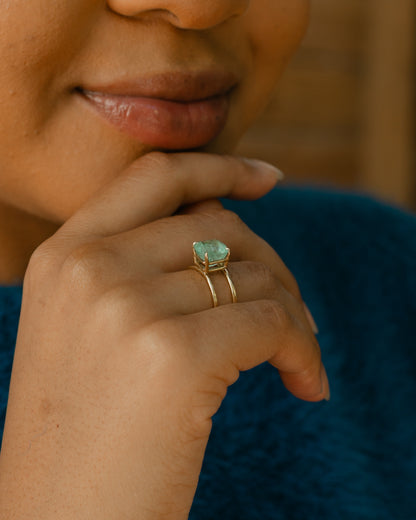 Emerald Parallel Lines Ring