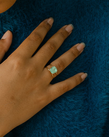Emerald Parallel Lines Ring