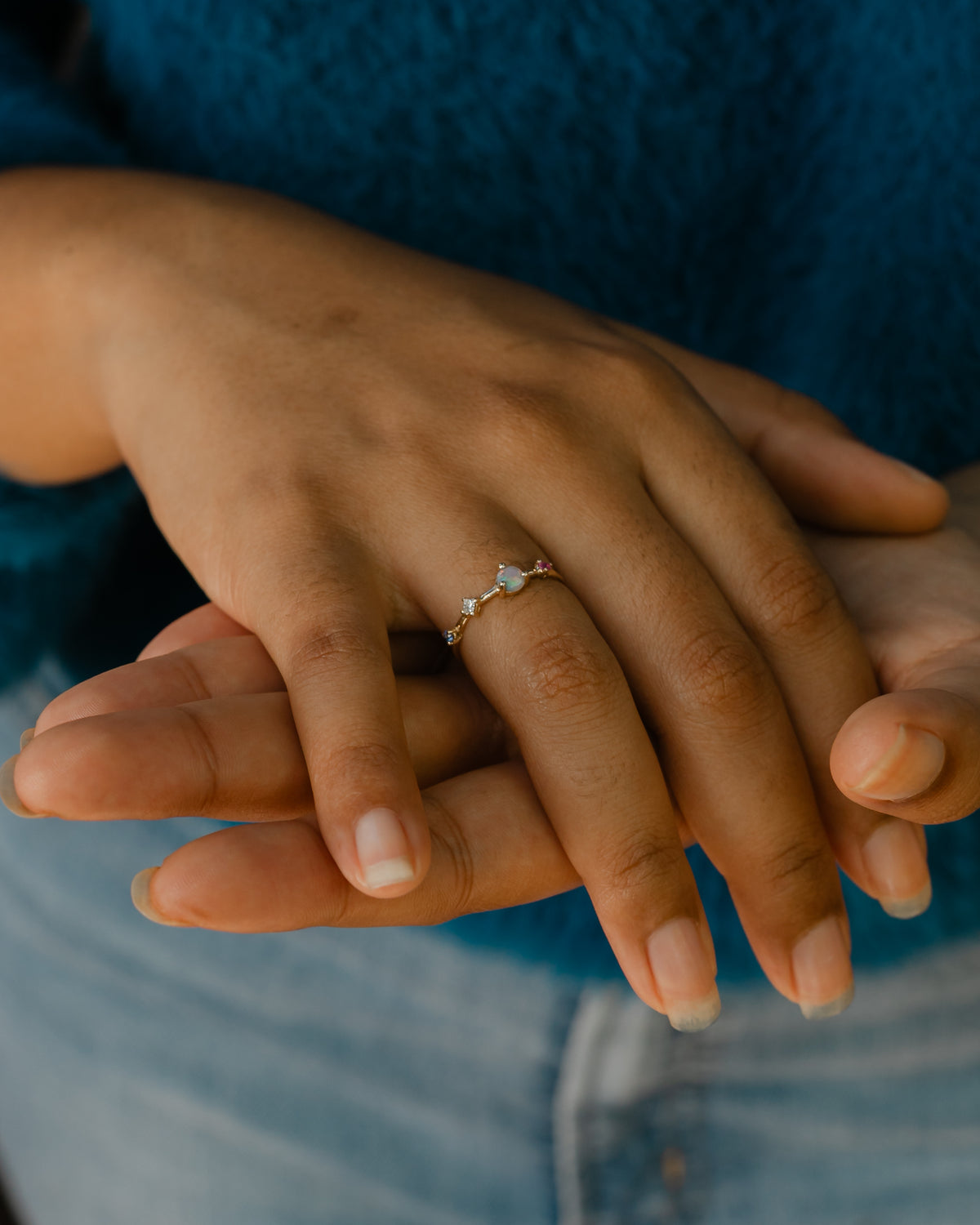 Dot Dash Ring | Opal & Diamond