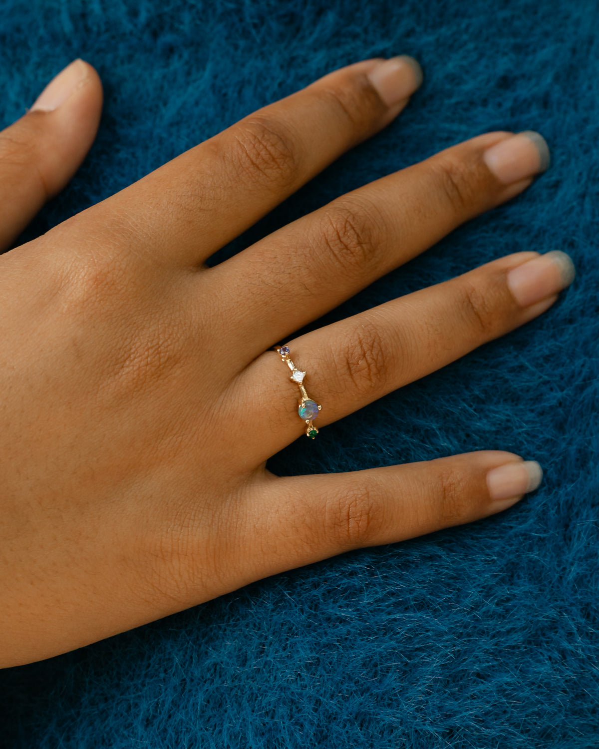 Dot Dash Ring | Opal & Diamond