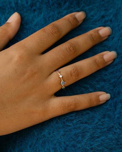 Dot Dash Ring | Opal & Diamond