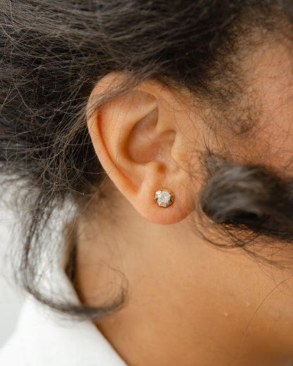Gold Framed Diamond Earrings