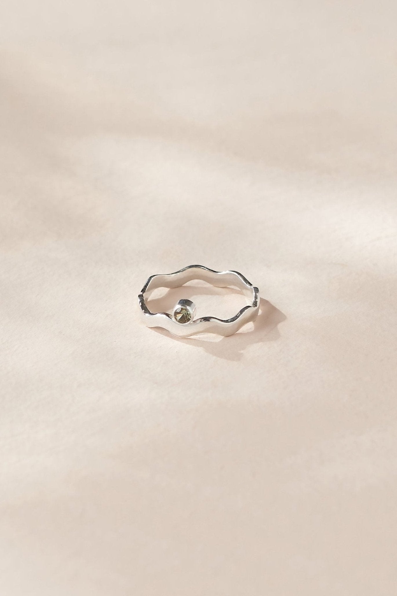 Green Sapphire Squiggle Ring