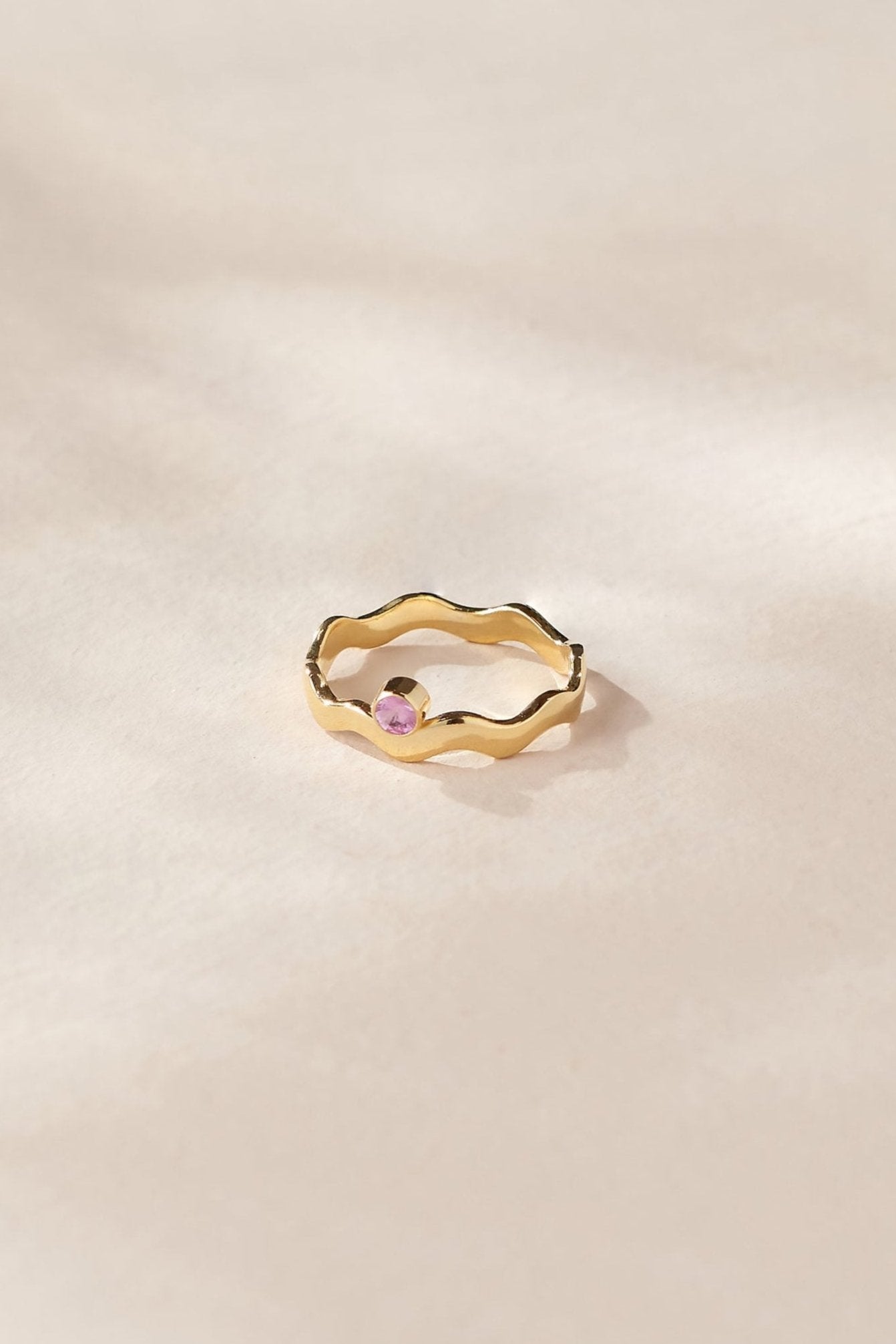 Pink Sapphire Squiggle Ring