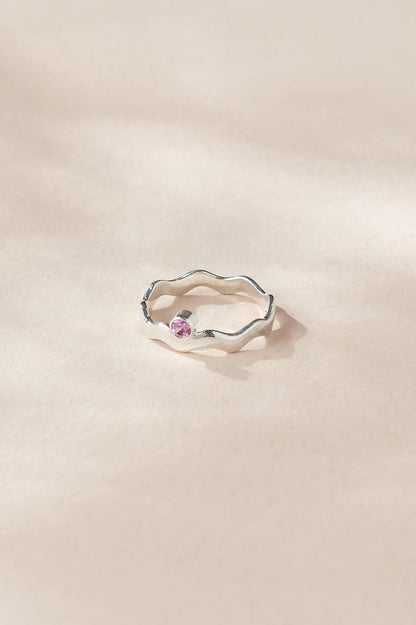 Pink Sapphire Squiggle Ring