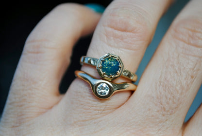 Teal Sapphire Octogon Ring