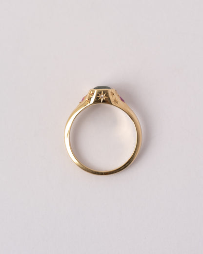 Teal & Pink Sapphire Signet Ring