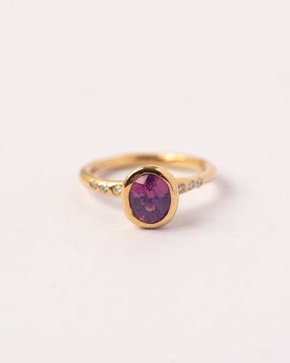 Pink Opalescent Sapphire Solitaire Ring