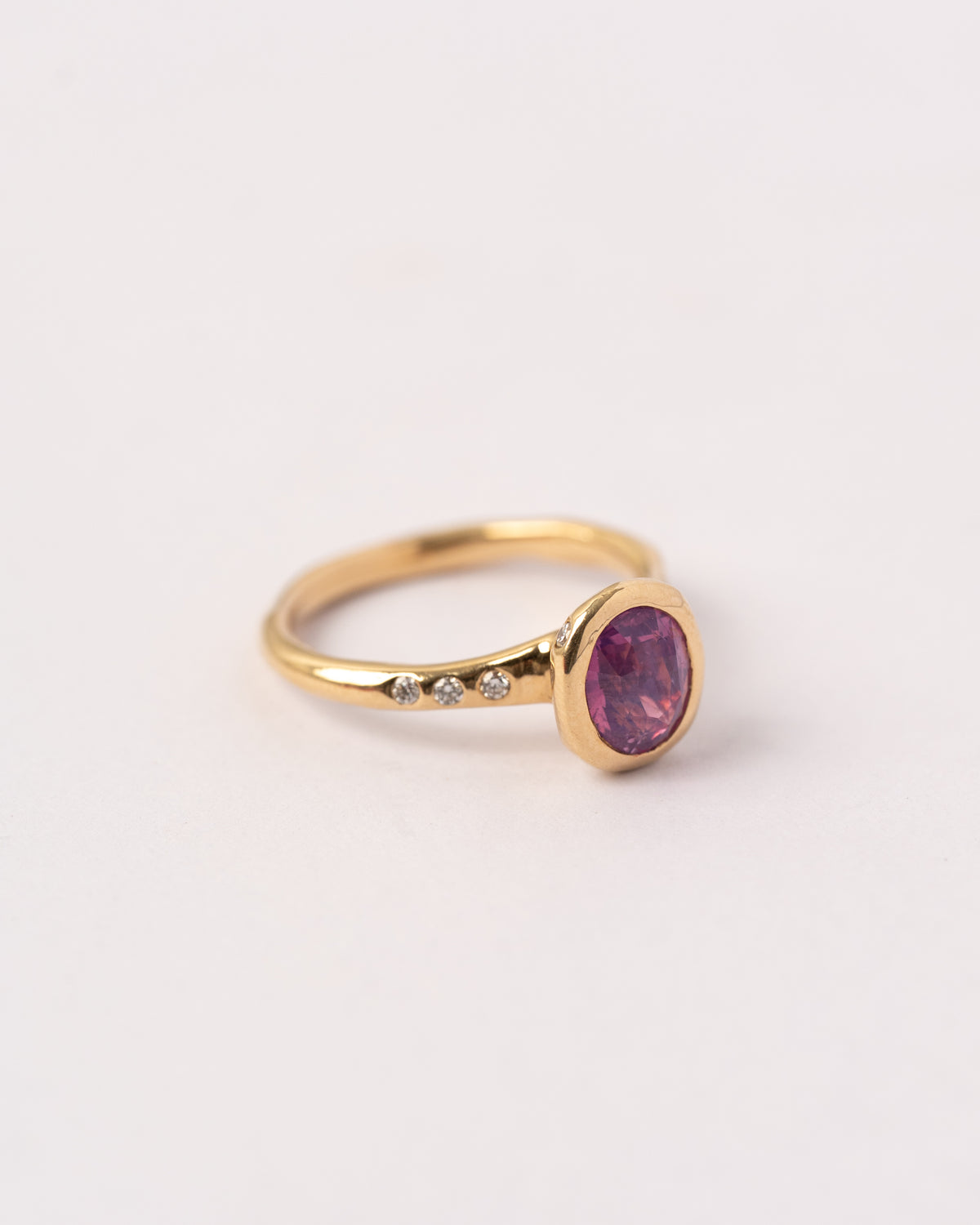 Pink Opalescent Sapphire Solitaire Ring