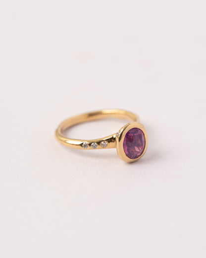 Pink Opalescent Sapphire Solitaire Ring