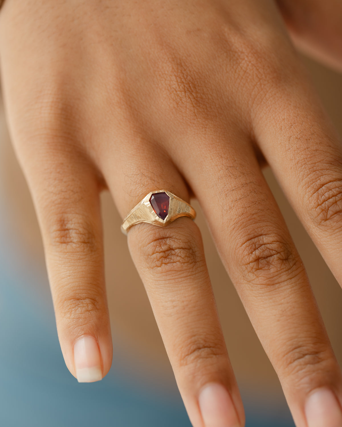 Spinel Shield Signet Ring