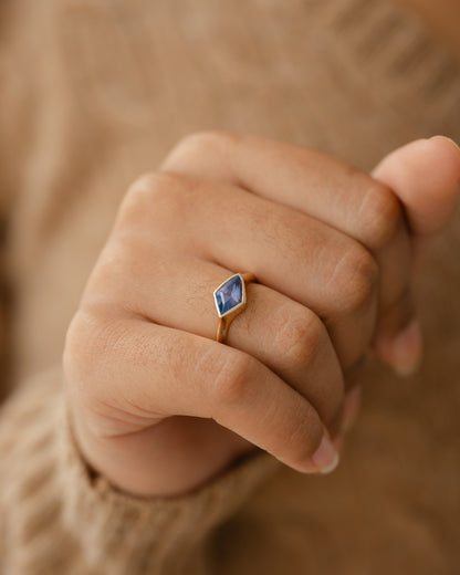 Geometric Sapphire Ring