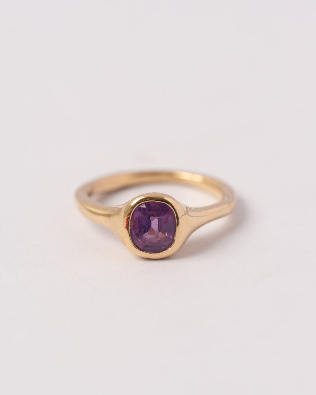Silky Purple Sapphire Organic Solitare Ring