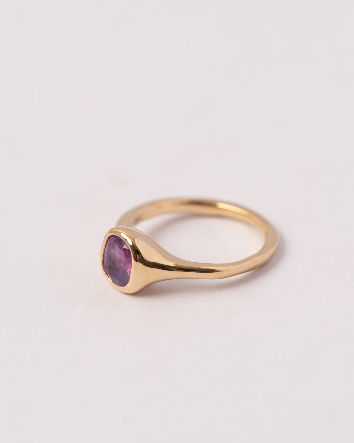 Silky Purple Sapphire Organic Solitare Ring