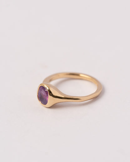Silky Purple Sapphire Organic Solitare Ring