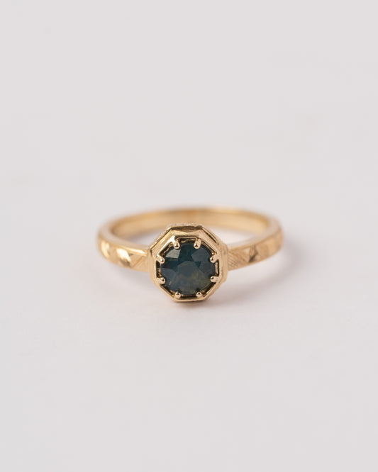 Teal Sapphire Octagon Ring