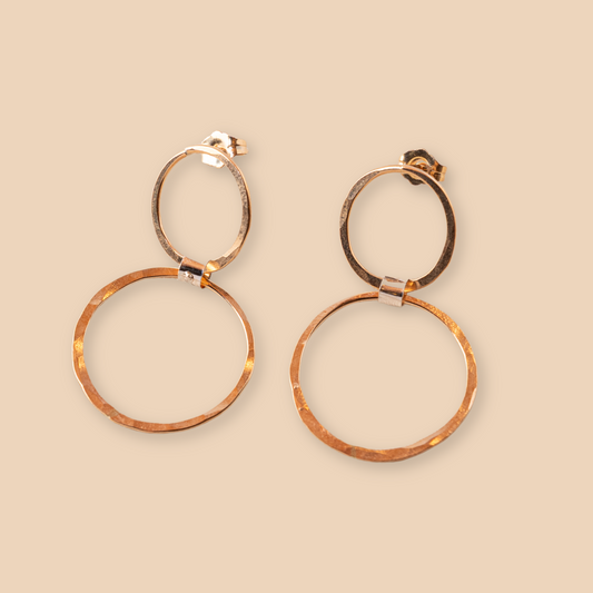 Mixed Double Circle Dangle Studs