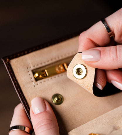 Leather Jewelry Roll Travel Case