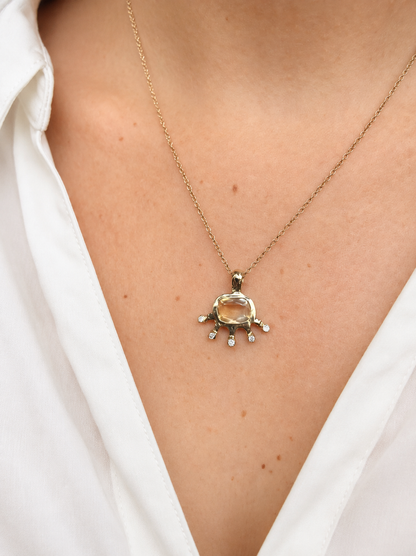 Creature Pendant | Citrine & Diamonds