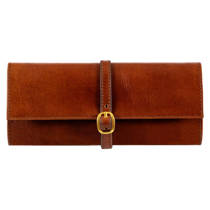 Leather Jewelry Roll Travel Case
