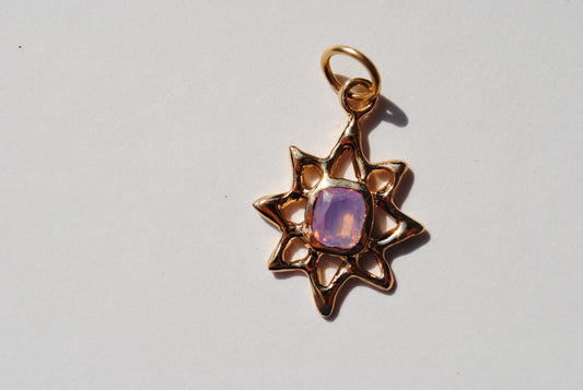 Pink Opalescent Sapphire Lucky Star Charm