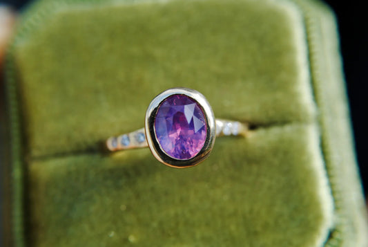 Pink Opalescent Sapphire Solitaire Ring