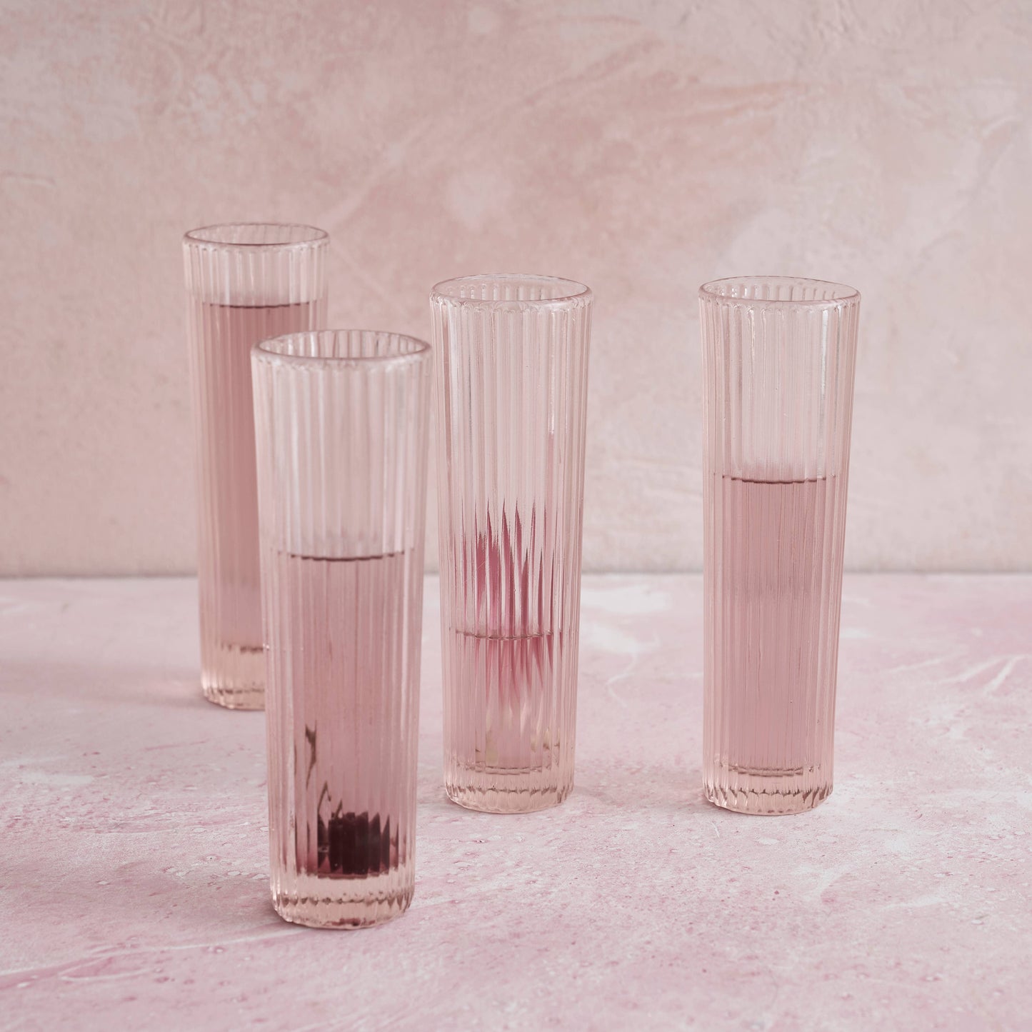 Pressed Pink Champagne Glasses - Set of 4