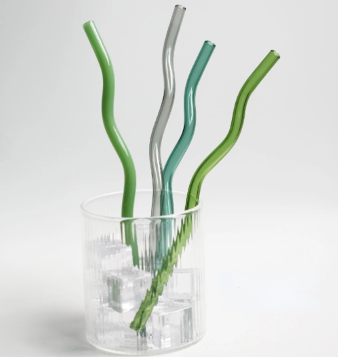 Reusable Wave Glass Straws