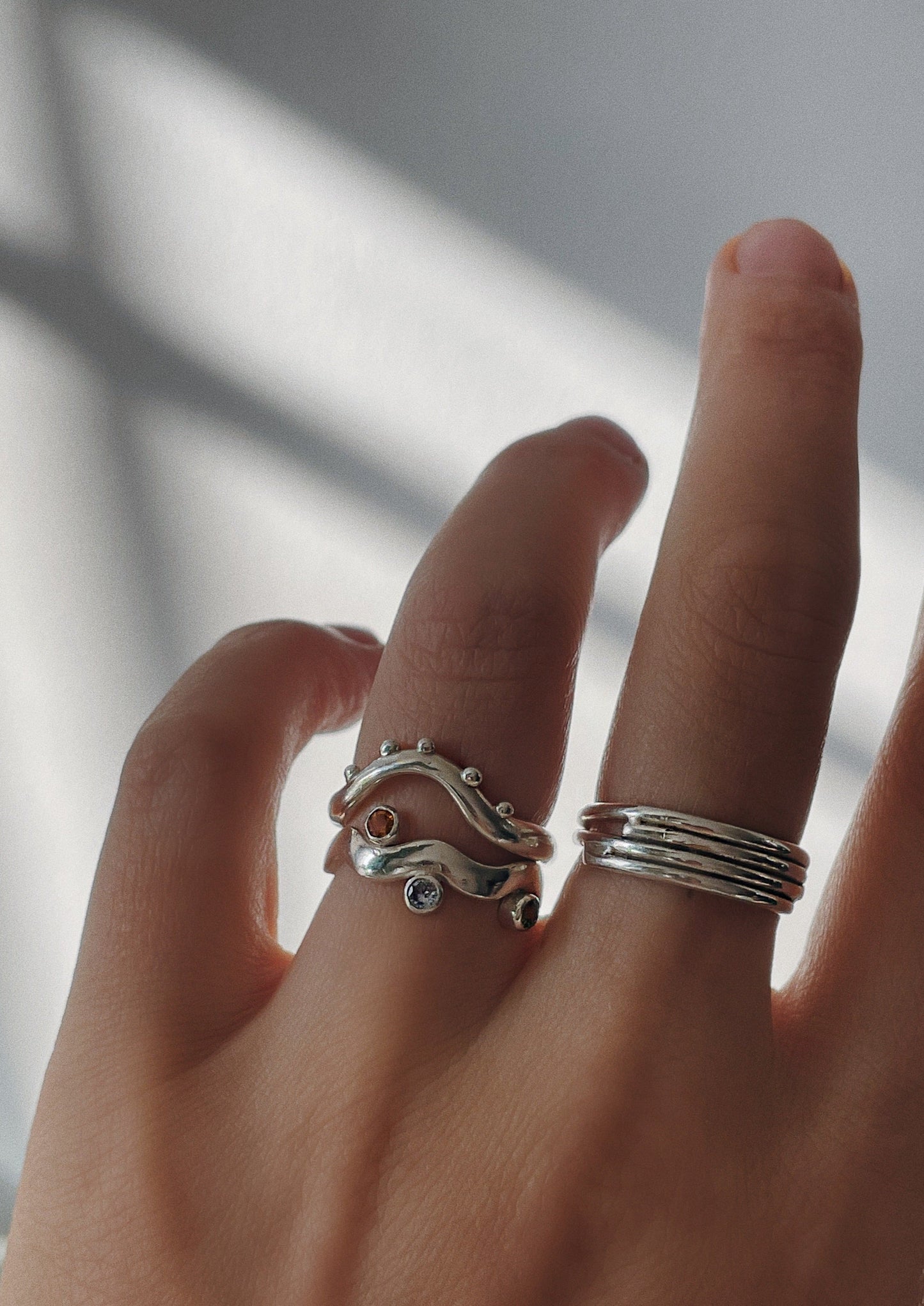 Gemstone Squiggle Ring